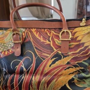 Authentic vintage Salvatore Ferragamo Boston Bag Gancini tote Botanical